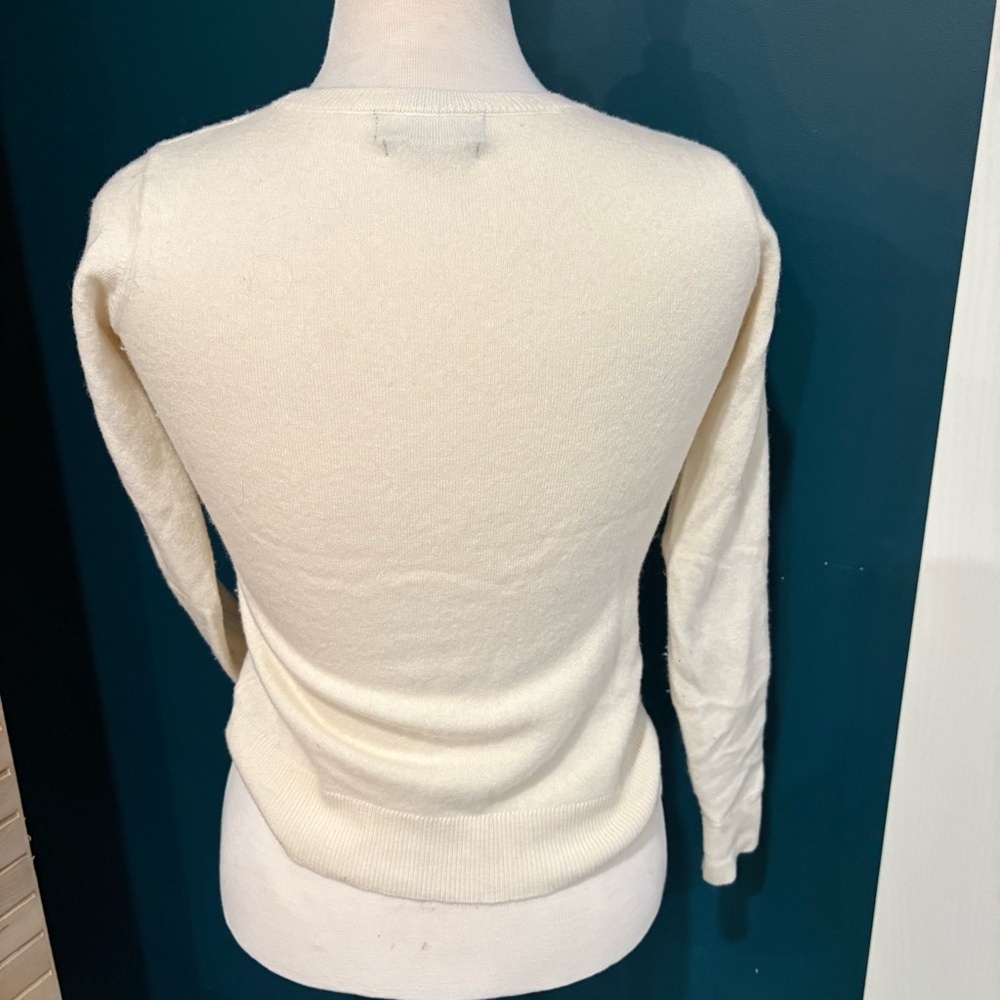 Nanette Lepore Cream Crew Neck fine merino wool Sweater. Old money/ minimalist - Picture 5 of 7